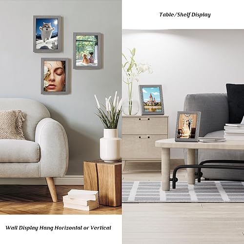 Vista 70 de Marco gris rústico de 18 x 24 pulgadas, marco para póster de 18 x 24 pulgadas, color gris envejecido, grande, retro, natural, 24 x 18 pulgadas