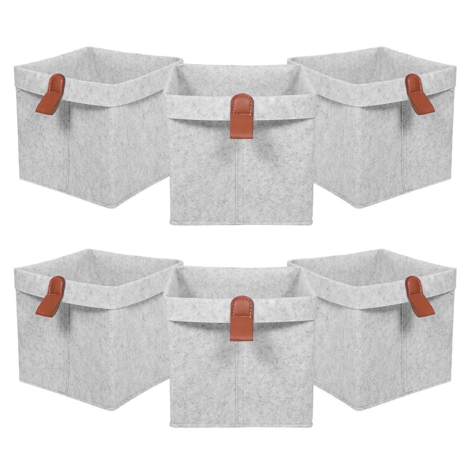 ibasenice Caja Organizadora Plegable de Fieltro con Anillo Colgante para Almacenamiento en Habitación Infantil y Armario, Set de 6 Unidades