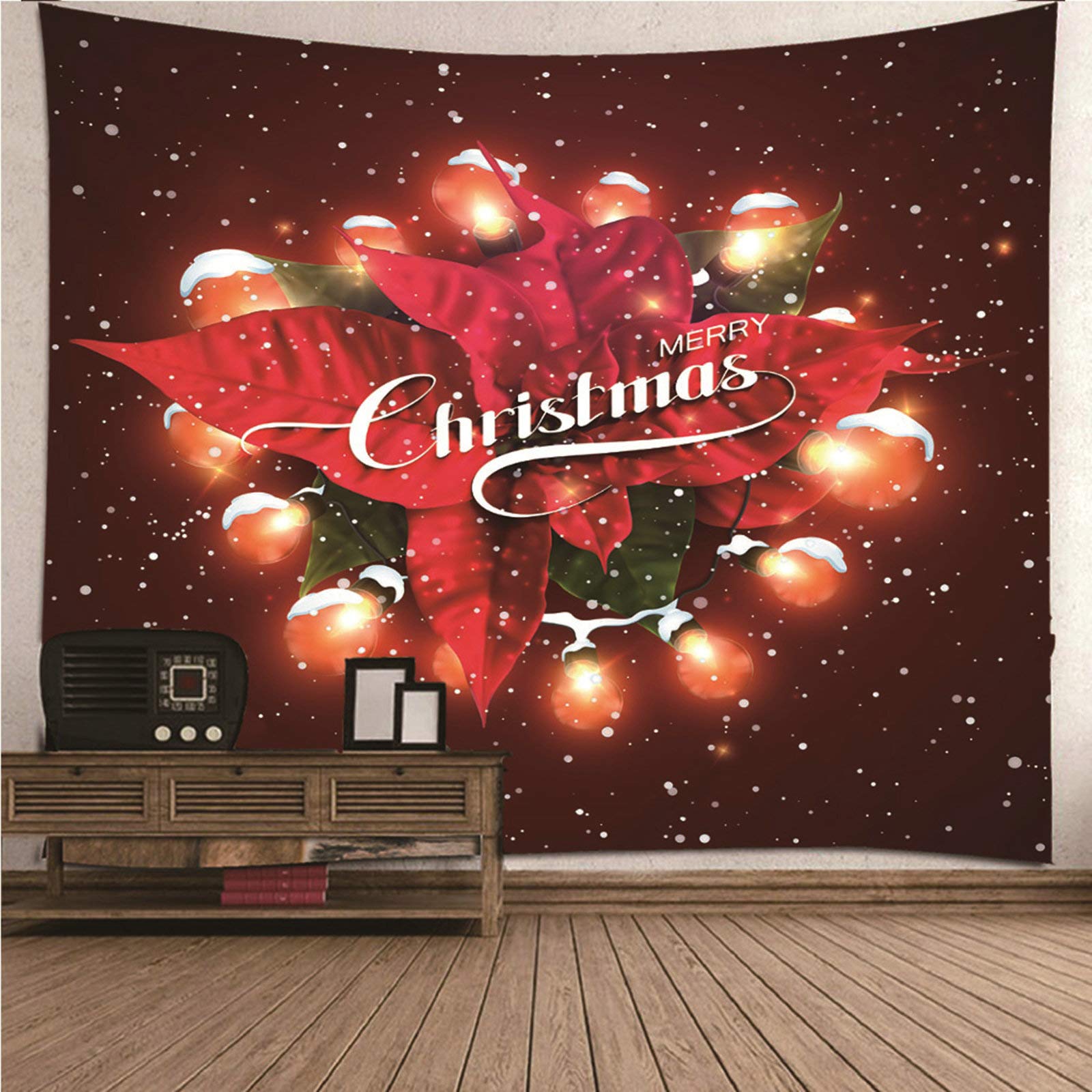 Tapiz de pared navideño KnSam de 150x150 cm: viste tu salón con luces rojas