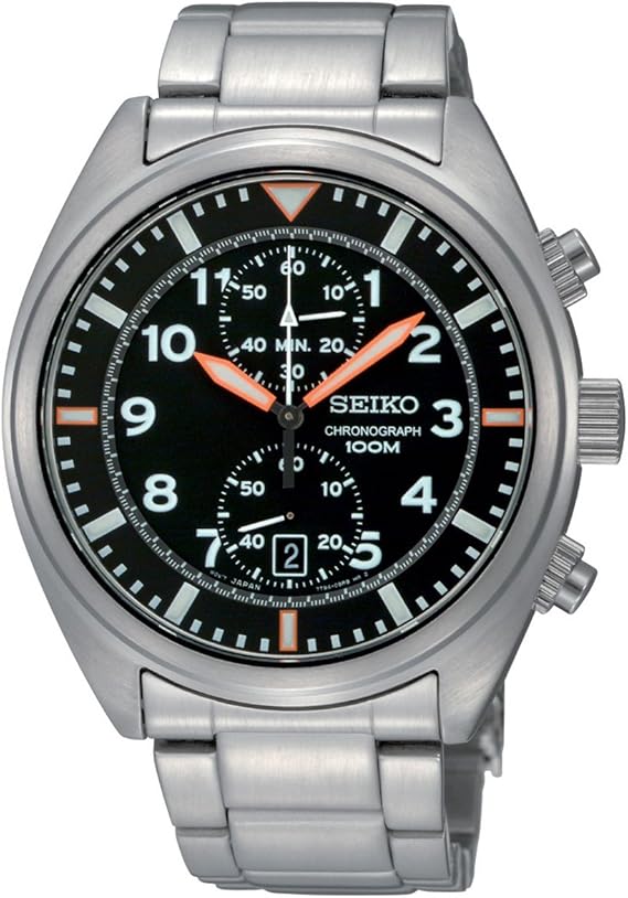 Seiko Men's Quartz Watch with Black Dial Chronograph Display and Stainless  Steel Bracelet SNN235P1 : Amazon.co.uk: Watches