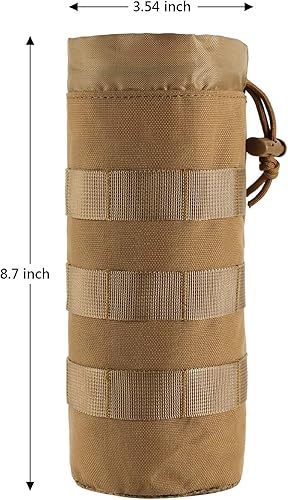 Miniatura 9 de FRTKK Bolsa táctica para botella de agua Molle con cordón abierto superior y parte inferior de malla, bolsa militar para botella de agua, bolsa de