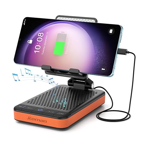 JTEMAN Bluetooth Speaker Phone Stand with Charging Function,Portable Foldable Slim