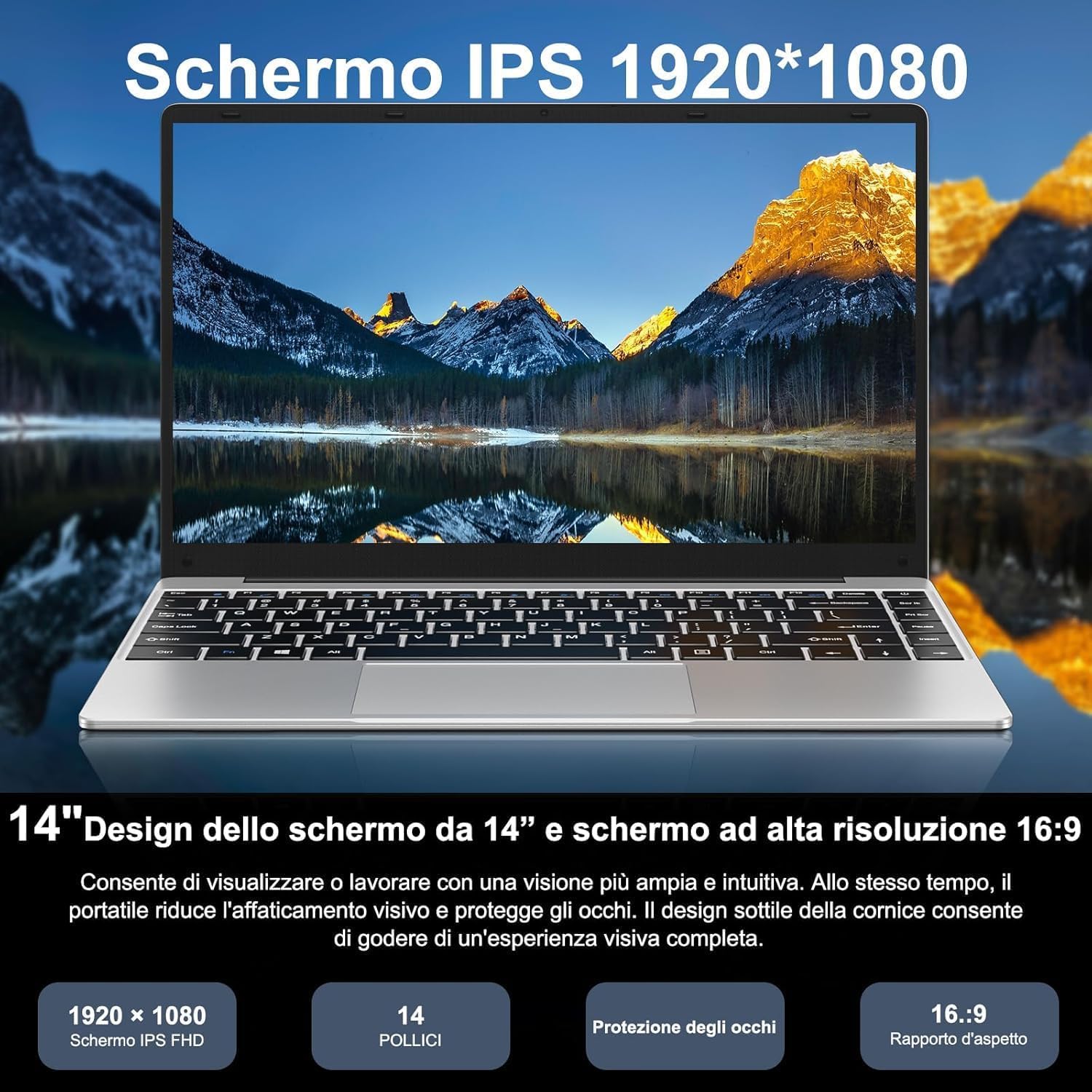 bvate PC Portatile 14 Pollici Laptop Win 11 256 GB ROM Celeron N4020 2.4G+5G WiFi upto 2.8 GHz Supporta l'espansione SSD 1TB 4.2 USB HDMI Tastiera Italiana Membrana Mouse Senza Fili-Silver-D