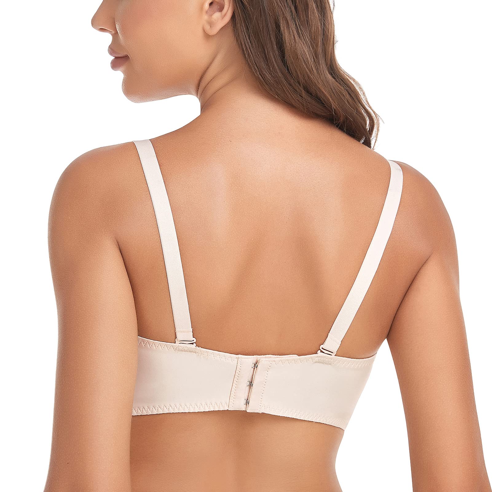 FallSweet Add Two Cup Lace Bras for Women Push Up Wirefree Brassieres: 36D Beige