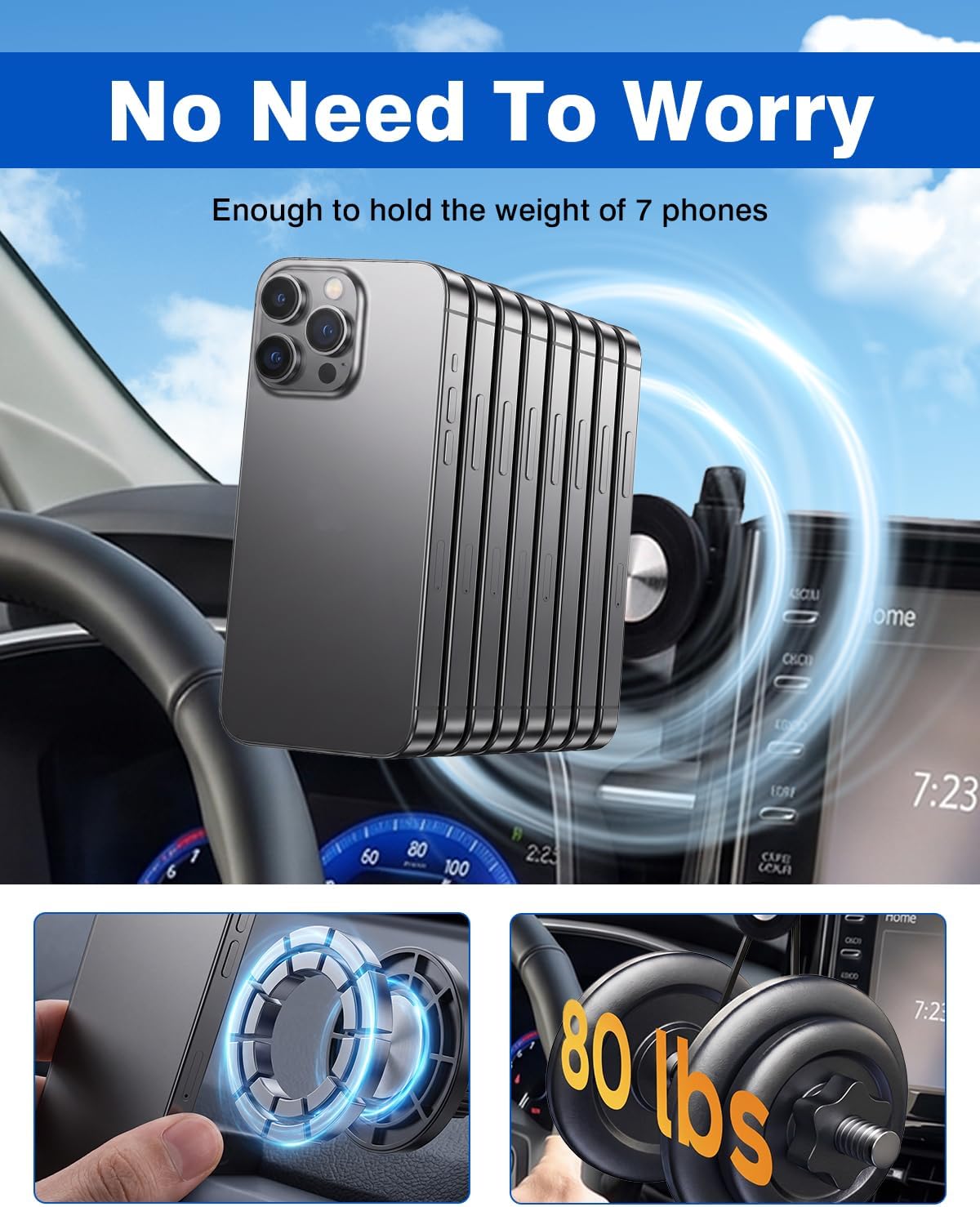 Autorder Car Phone Holder for Toyota Corolla 2019-2025/Corolla Cross 2022-2025 Accessories Air Vent Screen Fixed Clip 360° Rotation Cell Phone Mount Hands-Free(8 Inch) image 4