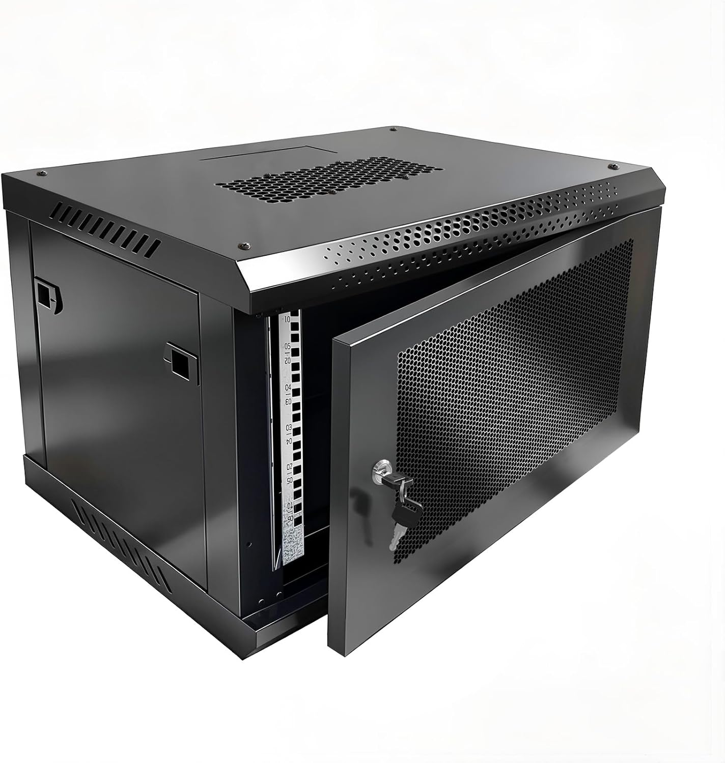 6U Wall Mount Server Cabinet - Heavy Duty Network Rack Enclosure with Cooling Fan, Locking Vented Door & Removable Side Panels, 17.7 Inch Deep, for IT/AV Equipment