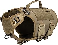 Vista 21 de ICEFANG GN3 - Arnés táctico para perros con 6 hebillas, chaleco Molle para perro con asa, cobertura de 3/4 del cuerpo, panel de gancho y bucle