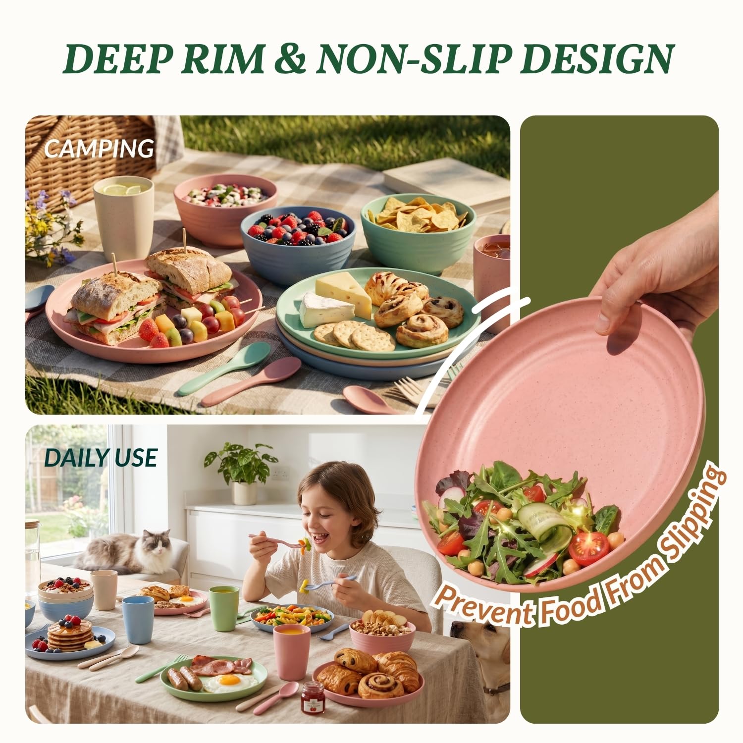 Homienly Wheat Straw Dinnerware Set - 20 Pieces -6