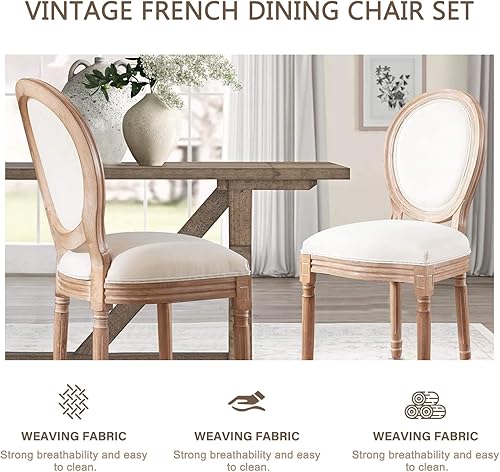 Miniatura 22 de Kiztir Juego de 2 sillas de comedor de ratán, sillas de comedor francesas de mediados de siglo, sillas de comedor de granja con respaldo alto para