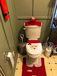 Santa Toilet Seat Cover & Mat 2-Piece Set - Funny Christmas Bathroom Decorations - View #10