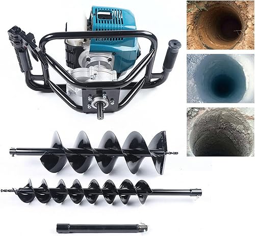 Miniatura 9 de 52CC 2.4HP 2-Stroke Post Hole Digger Fence Tierra taladro con 3 brocas 4" 6" 8" brocas y 12" barra de extensión 1.9w/7500rpm herramienta de taladro