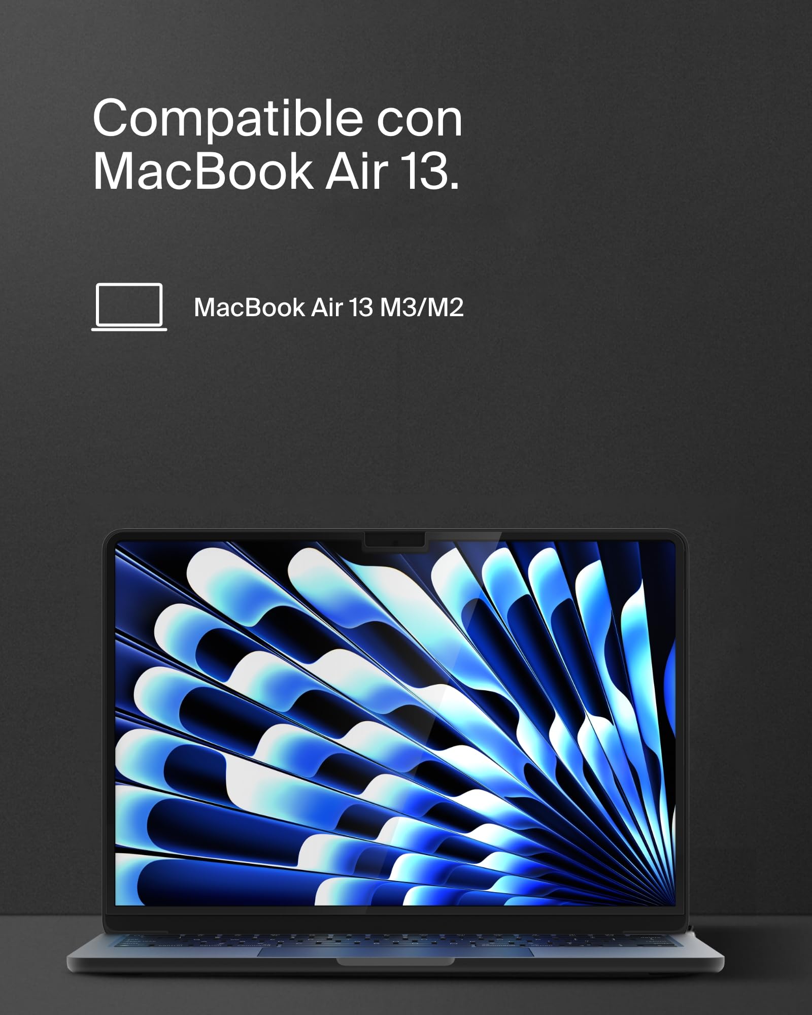 Belkin ScreenForce TruePrivacy protector de pantalla para MacBook Air 13 M2, película antirreflejo, grado 2H de dureza, filtro de privacidad, adhesivo de silicio para instalación y extracción fáciles
