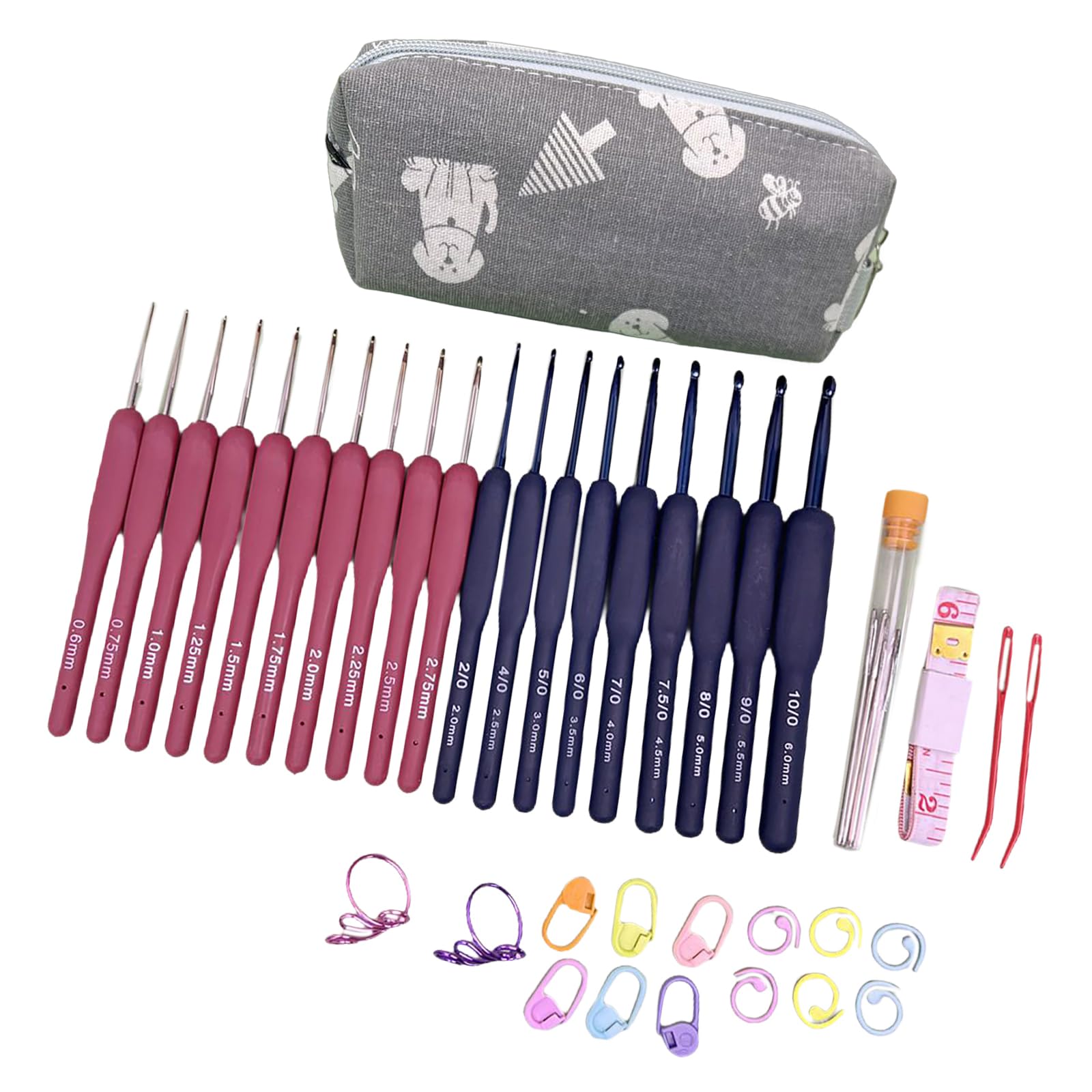 Multifunctional Crochet Hooks Set Long  Knitting Needle 0.6-6.0mm Ergonomical Crochet Needle Easy to Use Knitting Tool