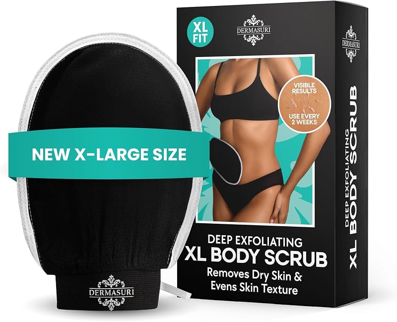 Guante exfoliante corporal, guante exfoliante, XL (paquete de 1) | Guante exfoliante corporal, elimina la acumulación de piel seca, tratamiento de queratosis pilaris, exfoliante corporal para ducha y cuidado personal