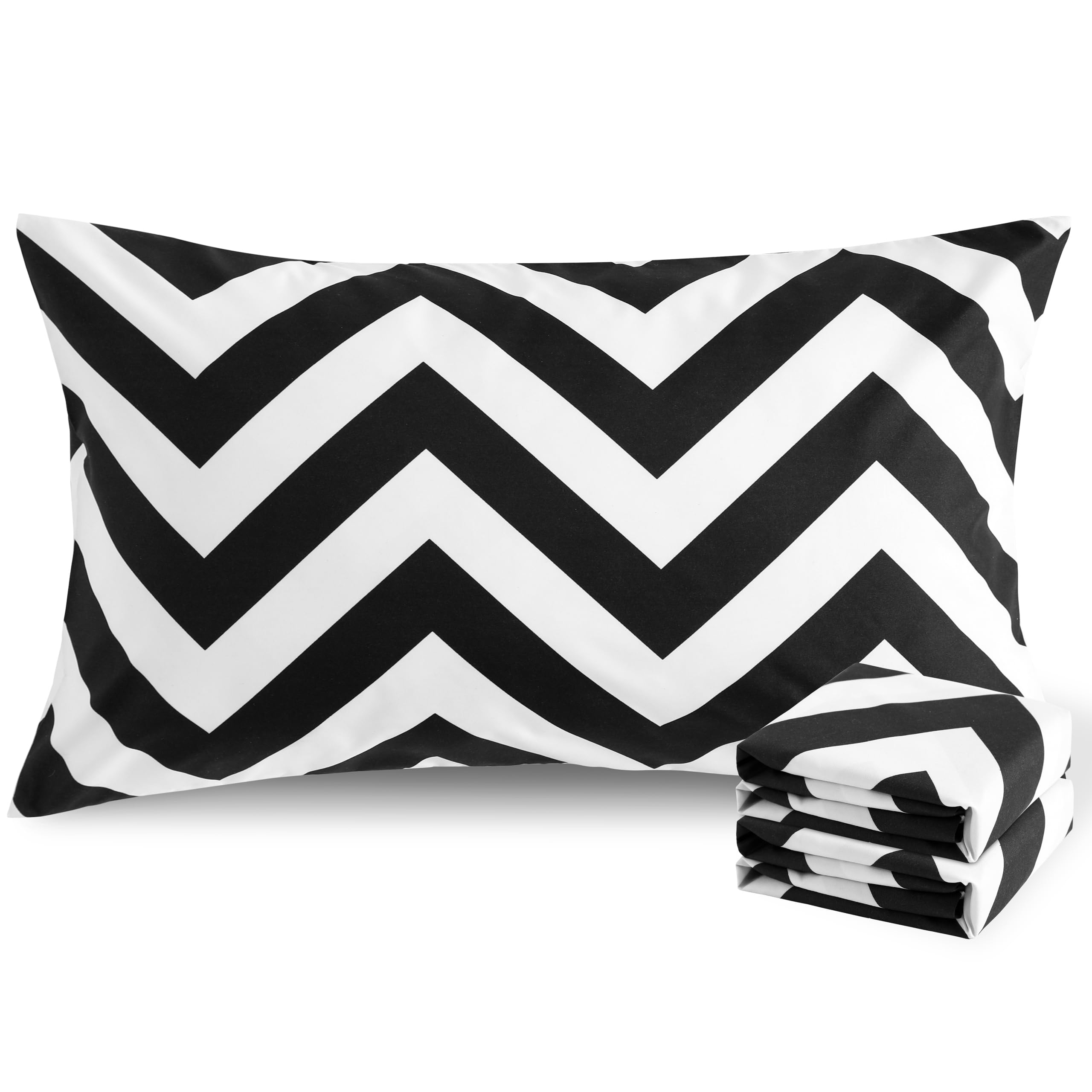 Taies d'oreiller NTBAY en microfibre brossée motif chevron lot de 2 grand lit 50x75
