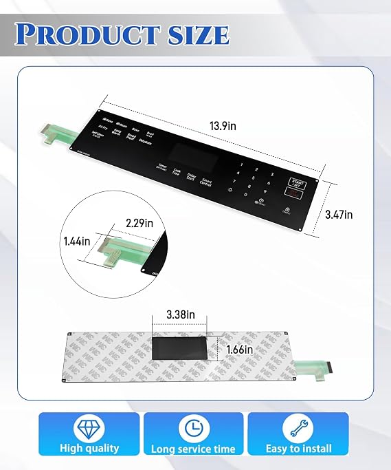 DG96-00850B Gas Range Oven Membrane Switch Touchpad Control Panel Fits for Samsung Range Oven NX60A6511SS NX60A6511SG NX60A6511SB,Replace AP7032881 PS16634290 EAP16634290 ETC.