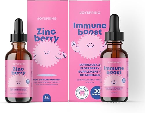 JoySpring Suplemento líquido de zinc con vitamina C, apoyo inmunológico para niños, 1 onza líquida