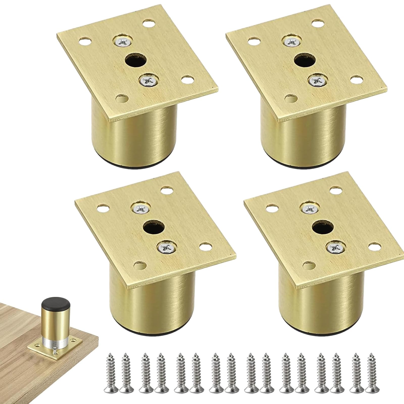 Alrens 4 Pcs gold furniture legs, Heavy-Duty adjustable feet for furniture | adjustable furniture feet furniture legs furniture feet legs for furniture | sofa legs sofa feet cupboard legs for Kitchen