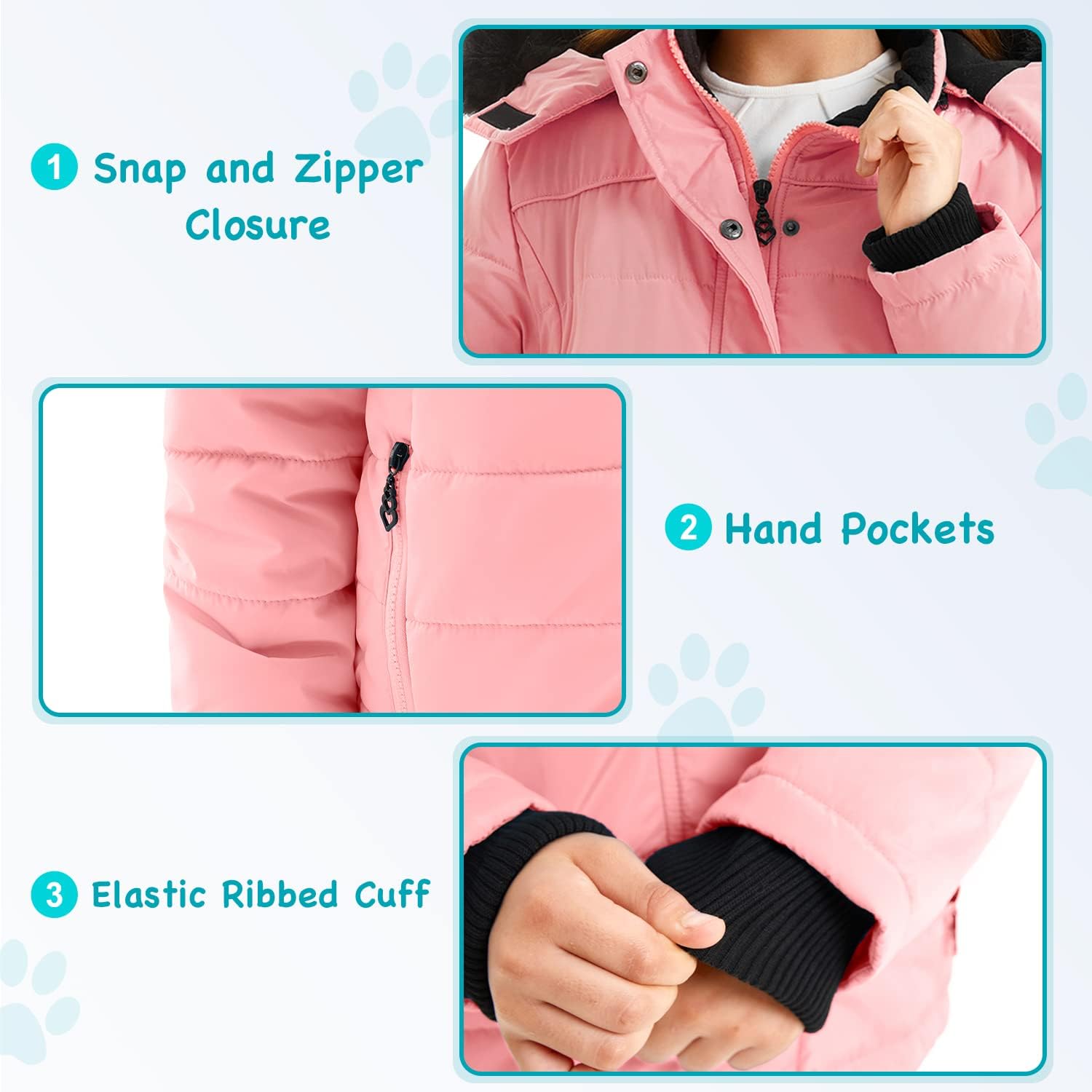 FARVALUE Girls' Winter Coats Thicken Fleece Lined Padded Hooded Puffer Jacket Coat for Girls - Image 6