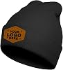 Custom Beanie Hat Personalized Leather Patch with Text Photo Logo Knitted Winter Beanies for Women Men Warm Skull Caps
