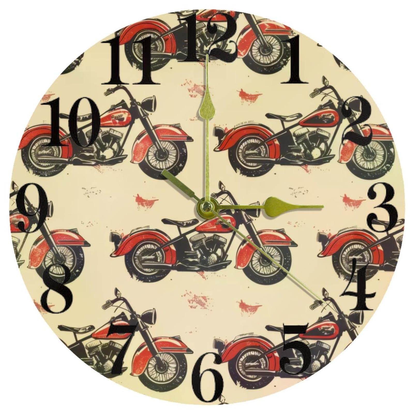 Horloge murale rouge quartz silencieuse et ronde pour cuisine et bureau