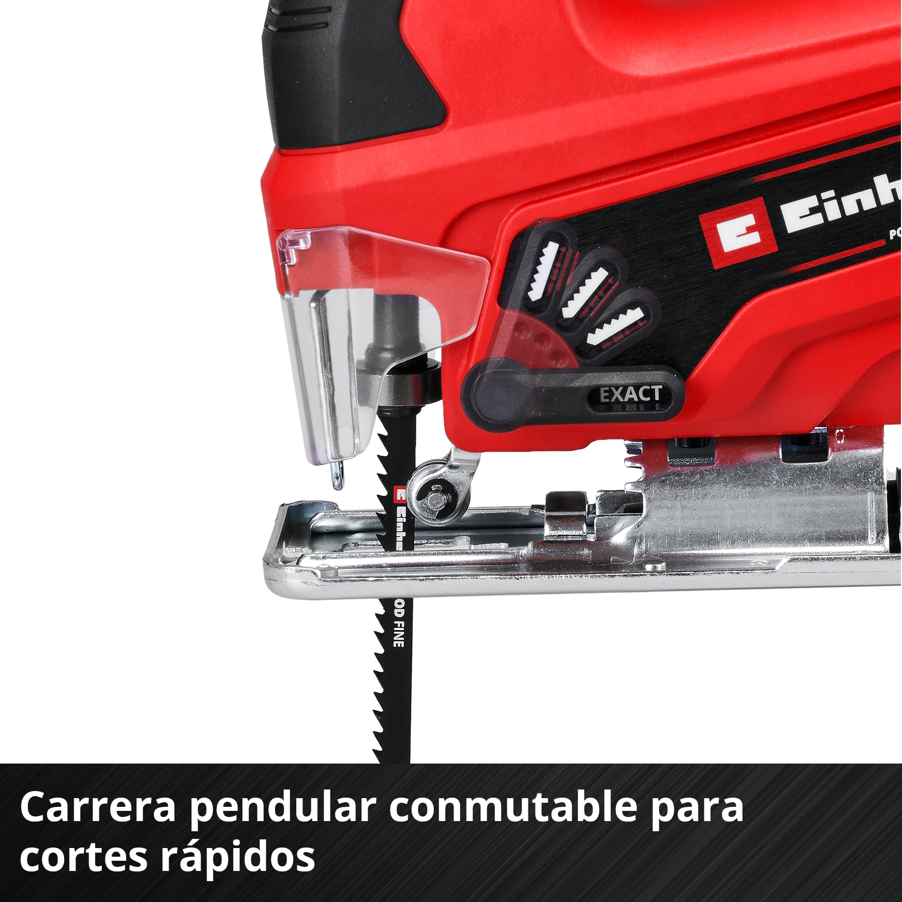 Einhell Sierra de calar con batería TC-JS 18/70 Li Power X-Change (18 V, 70 mm de profundidad de corte, cambio de hoja de hoja sin herramienta, incl. batería de 2,5 Ah y cargador, 1 hoja de sierra) | Sierra eléctrica con función de carrera de péndulo para