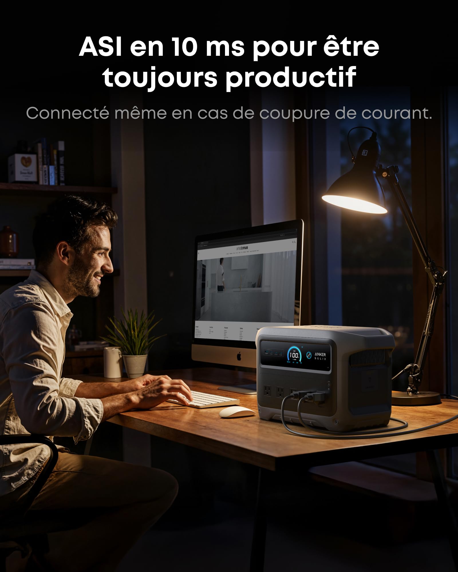 Station électrique portable Anker SOLIX C1000 Gen 2, générateur solaire 2 000 W (pic 3 000 W), charge totale en 49 min, batterie LiFePO4 1 024 Wh, pour les coupures de courant et le camping