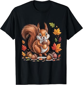 Squirrel Animal Art Portrait Wildlife Forest Squirrel Lover T-Shirt, Men, Black, Small