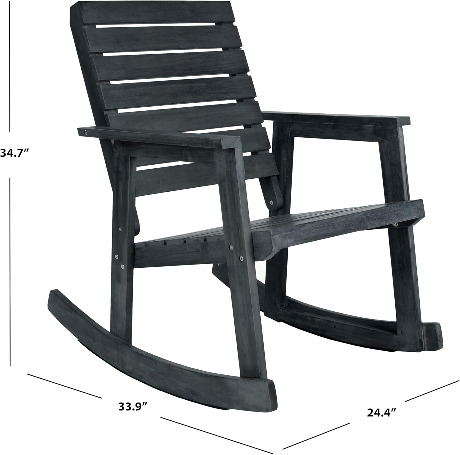 SAFAVIEH FOX6702K Outdoor Collection Alexei Rocking Chair, Dark Slate Grey