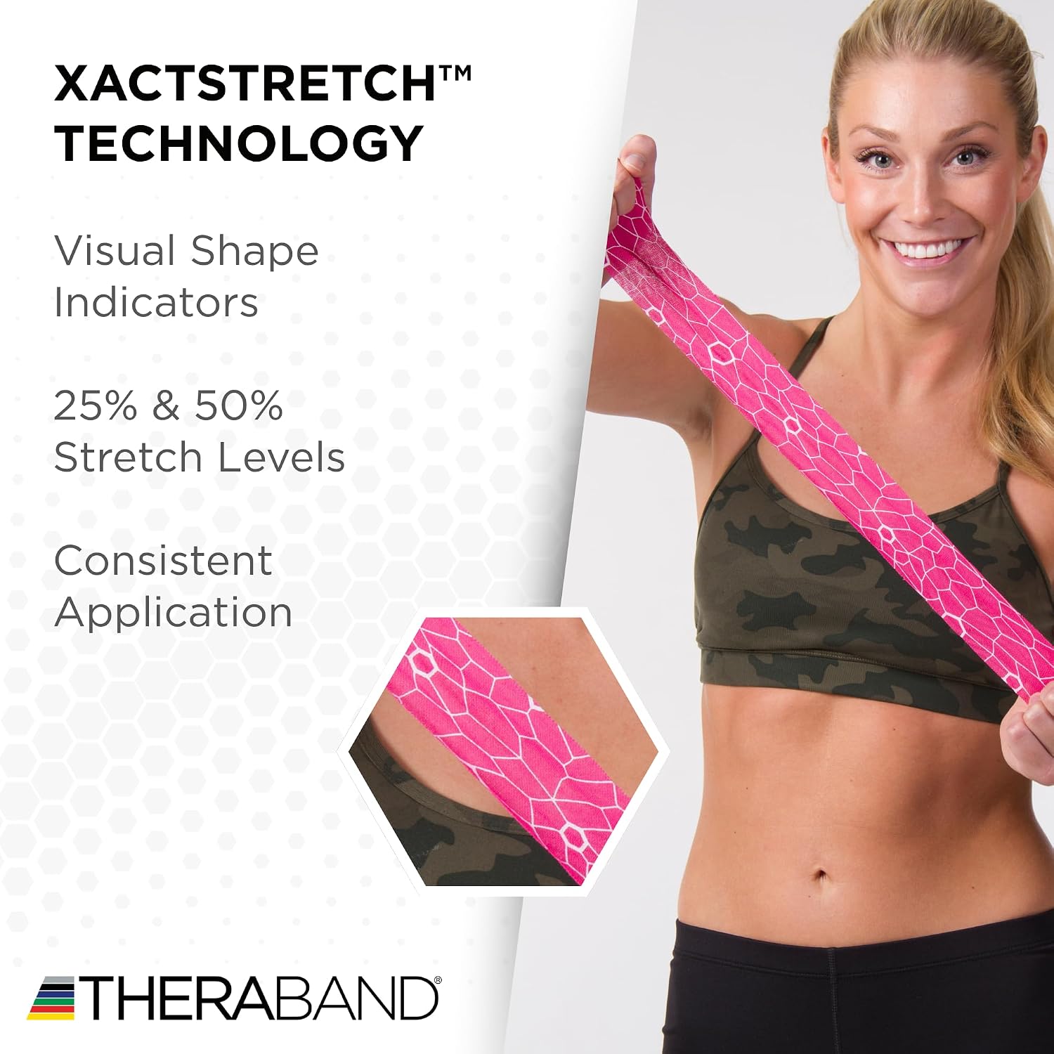 THERABAND Kinesiology Tape, BPink/White, 1 Roll, with XactStretch Indicators, Long-Lasting Athletic Tape for Shoulder, Back & Knee, Latex-Free & Water Resistant for Men and... 6 THERABAND Kinesiology Tape, BPink/White, 1 Roll, with XactStretch Indicators, Long-Lasting Athletic Tape for Shoulder, Back & Knee, Latex-Free & Water Resistant for Men and... - Image 4