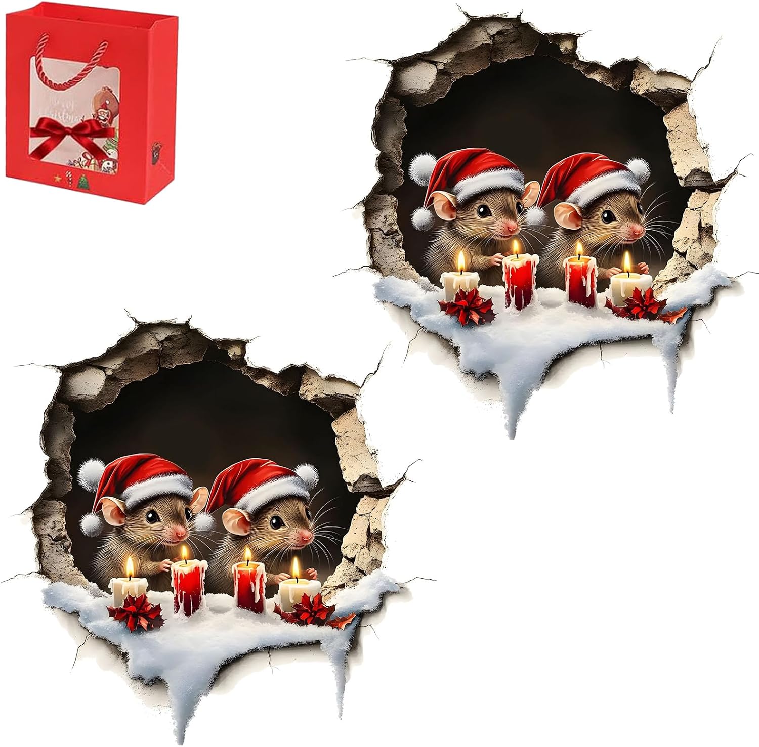 Creative Christmas Santa Wall Stickers, Santa Claus Breakthrough Wall Stickers, Funny Christmas Character Wall Sticker– Festive Wall Decor 𝐂hristmas, Living Room Background Decoration