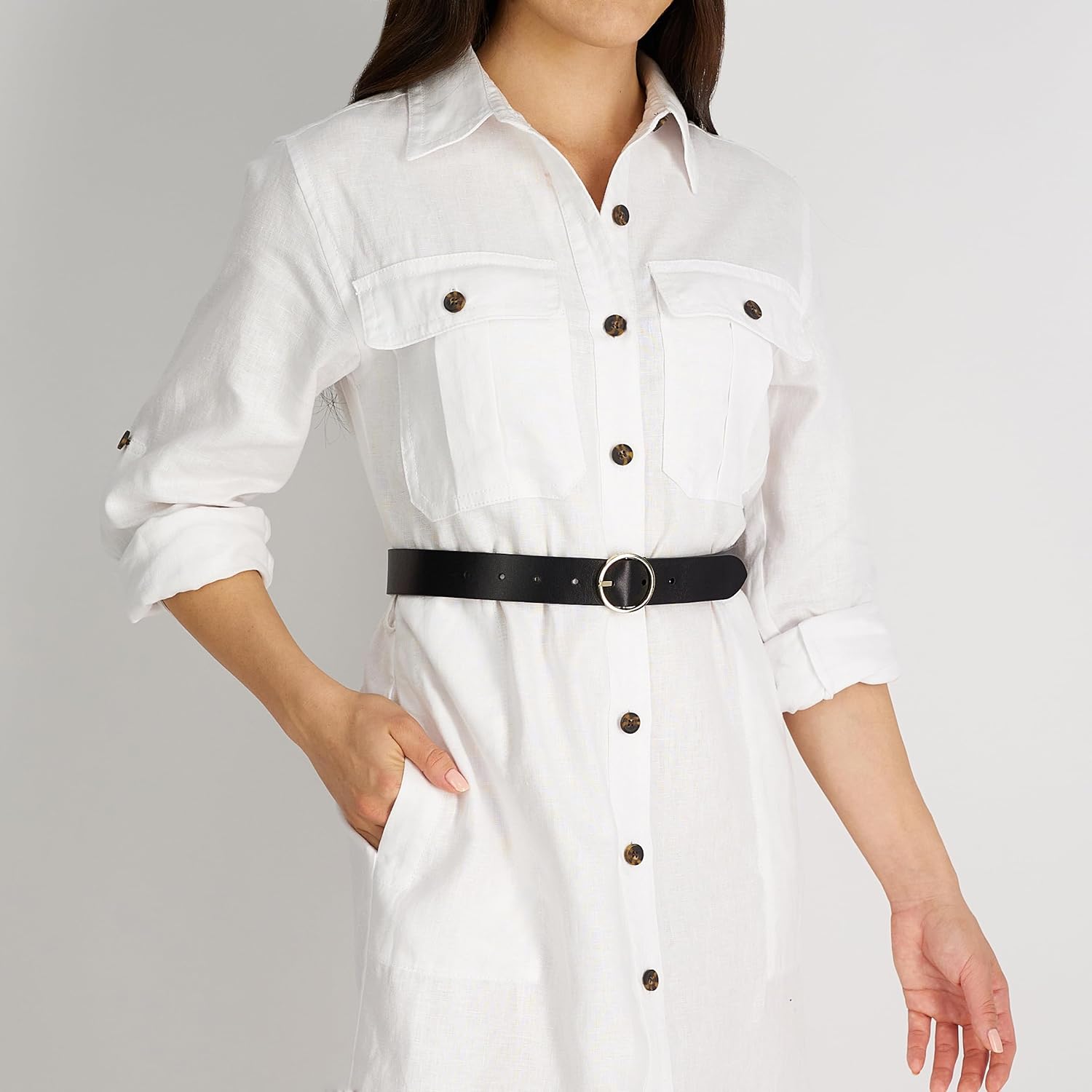 Cole Haan Women's Two-in-one Reversible Leather Fashion Dress Belt for Jeans, Trousers and Dresses