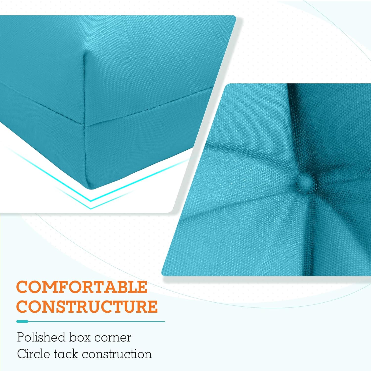 EAGLE PEAK Tufted Outdoor/Indoor High Back Patio Chair Cushions, Set of 2, 46'' x 22'', Blue