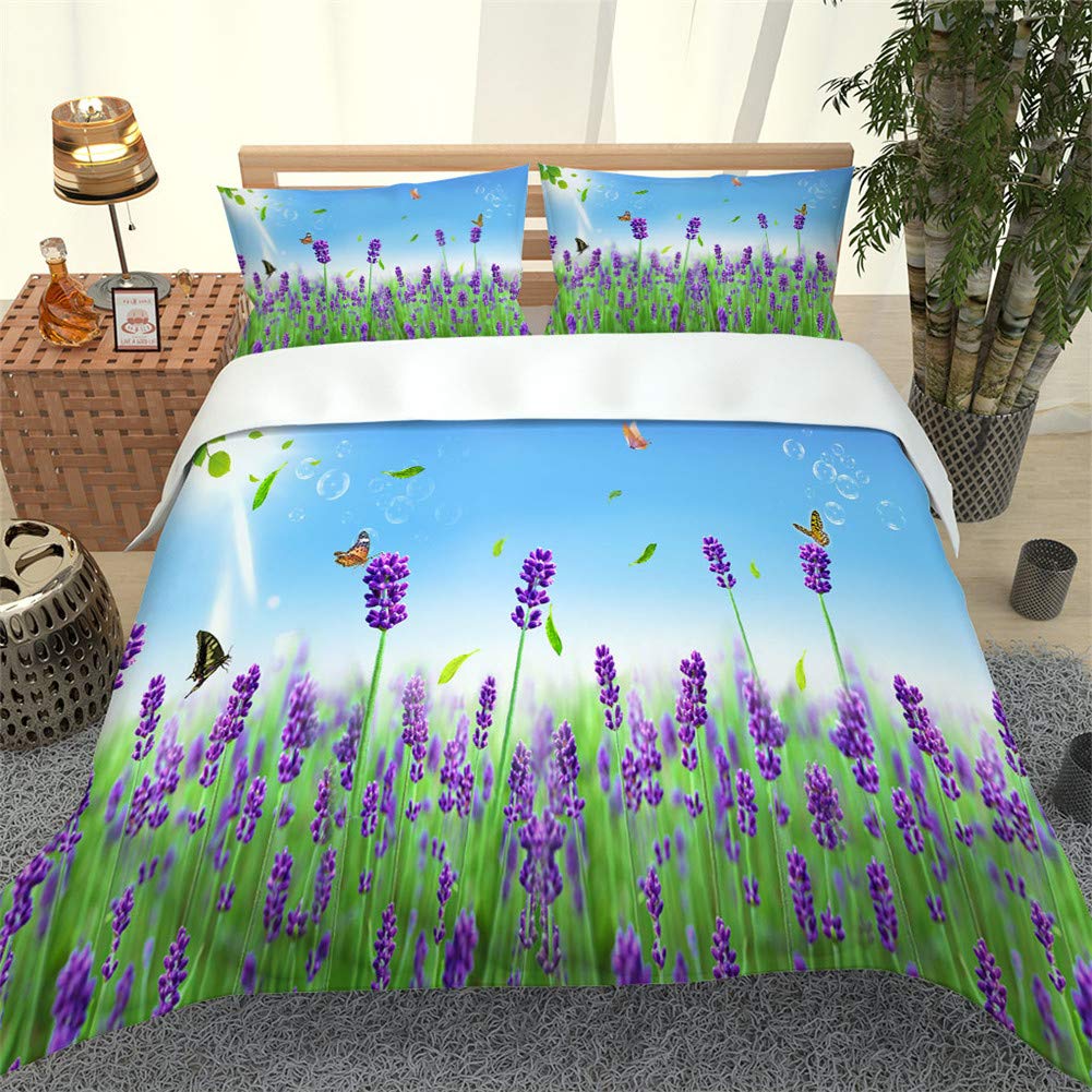 Housse de couette violet lavande imprimé 3D pour transformer votre chambre en oasis