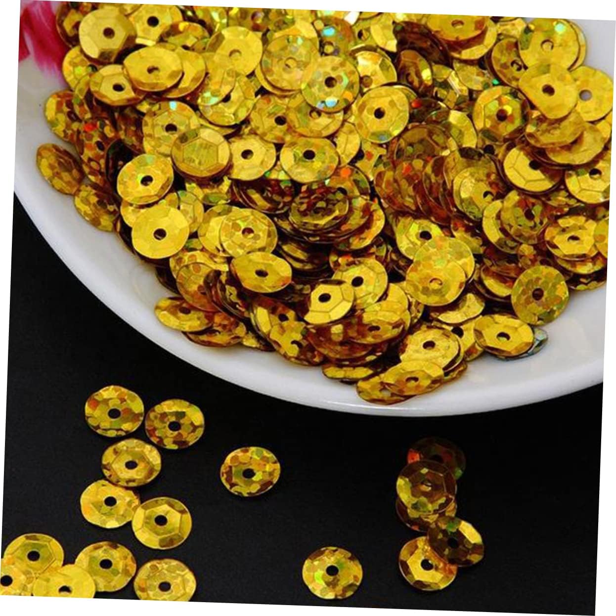 jojofuny 1000pcs DIY Sequins Craft Gems Fine Gold Glitter Gold Decorations Rhinestones Bulk Sequins for Crafts Embellishment for Wedding Garment Accessories