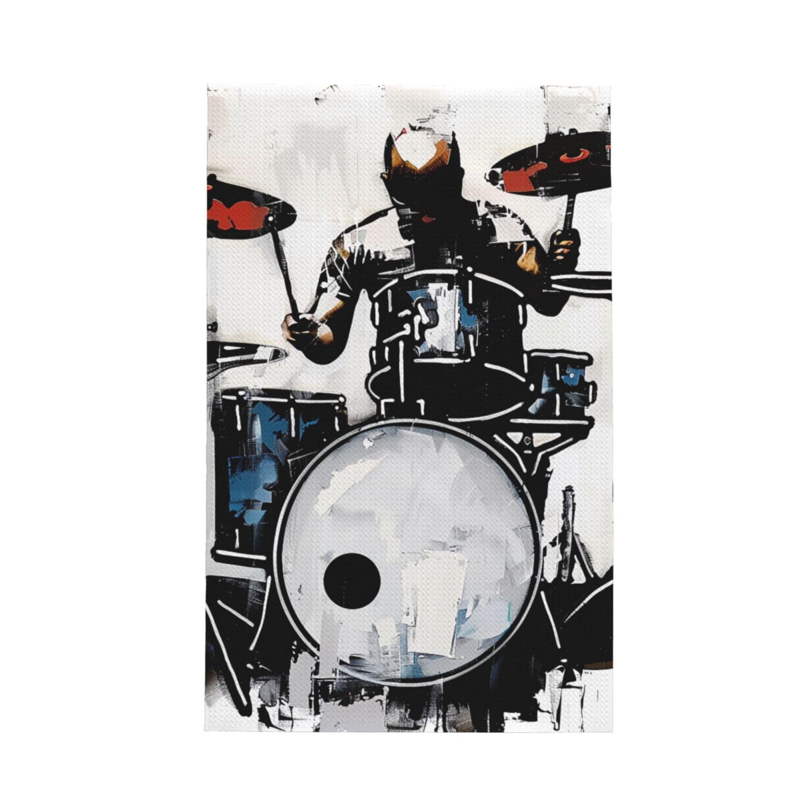 Beivgoxl Black Drummer Printed Waffle Kitchen Towels, Ultra-Soft & Highly Absorbent Microfiber Dish Towels,26”X 16”Quick Dry & Lint-Free Kitchen Towels For Dishes, Hands, And Countertops