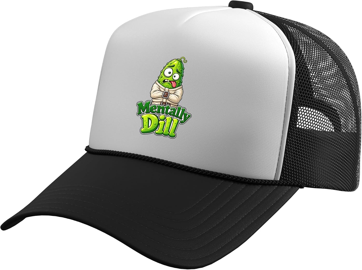 Trending Pickle Pun Sarcastic Vegan Mentally Dill Dark Humor Trucker Hat with Adjustable Mesh Back