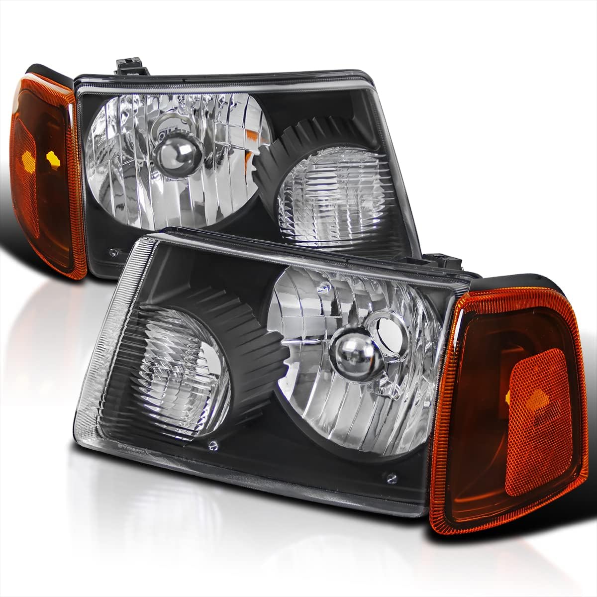 SPEC-D TUNING 2LCLH-RAN01JM-RS made for and compatible with Ford Ranger Euro Diamond Black Headlights w/Amber Corner Lamps