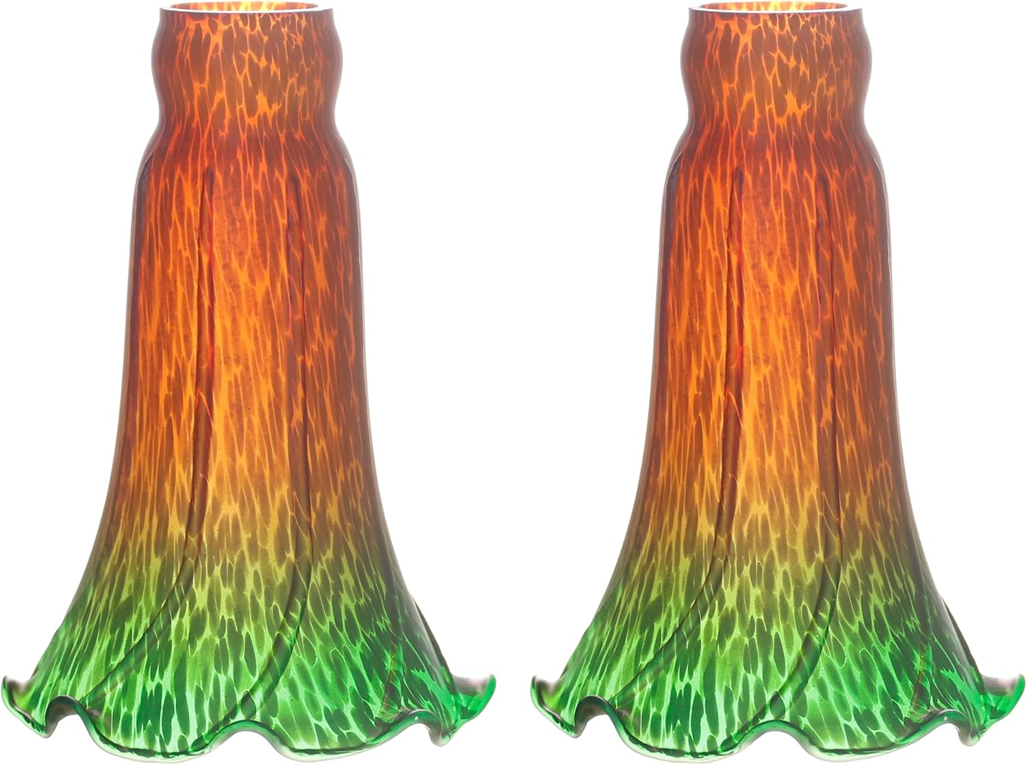 ANYONGLU Lily Lampshade Only 2 Pack Brown Blue Tulip Flower Glass Lamp