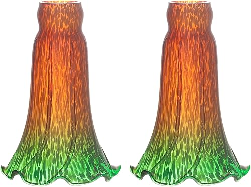 Lily - Pantalla de repuesto para lámpara de cristal, diseño de tulipán azul marrón, 2 unidades, estilo Tiffany