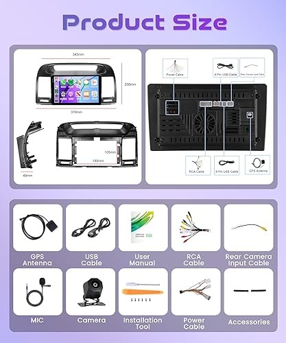Miniatura 9 de Radio para Toyota Camry 2000 2001 2002 2003 2004 2005 2006 4 Núcleo 4G+64G Android 15 Estéreo de Coche con Carplay Inalámbrico Android Auto