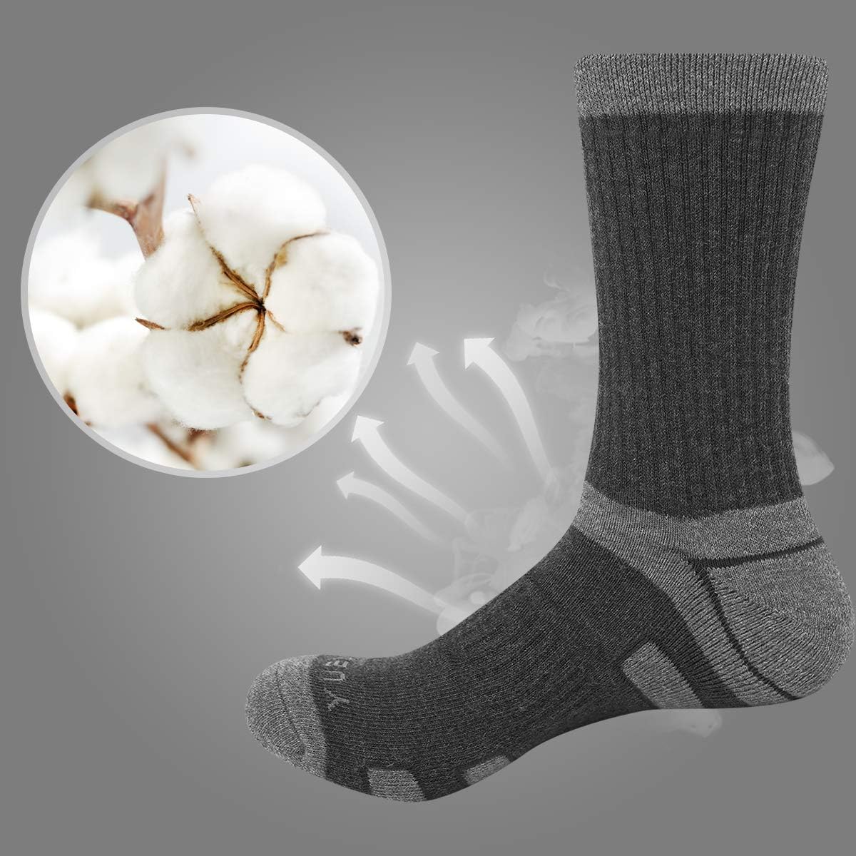 YUEDGE Mens Athletic Hiking Socks Breathable Work Boot Socks Cotton Cushion Crew Socks for Men Size 6-13 at  Men’s Clothing store
