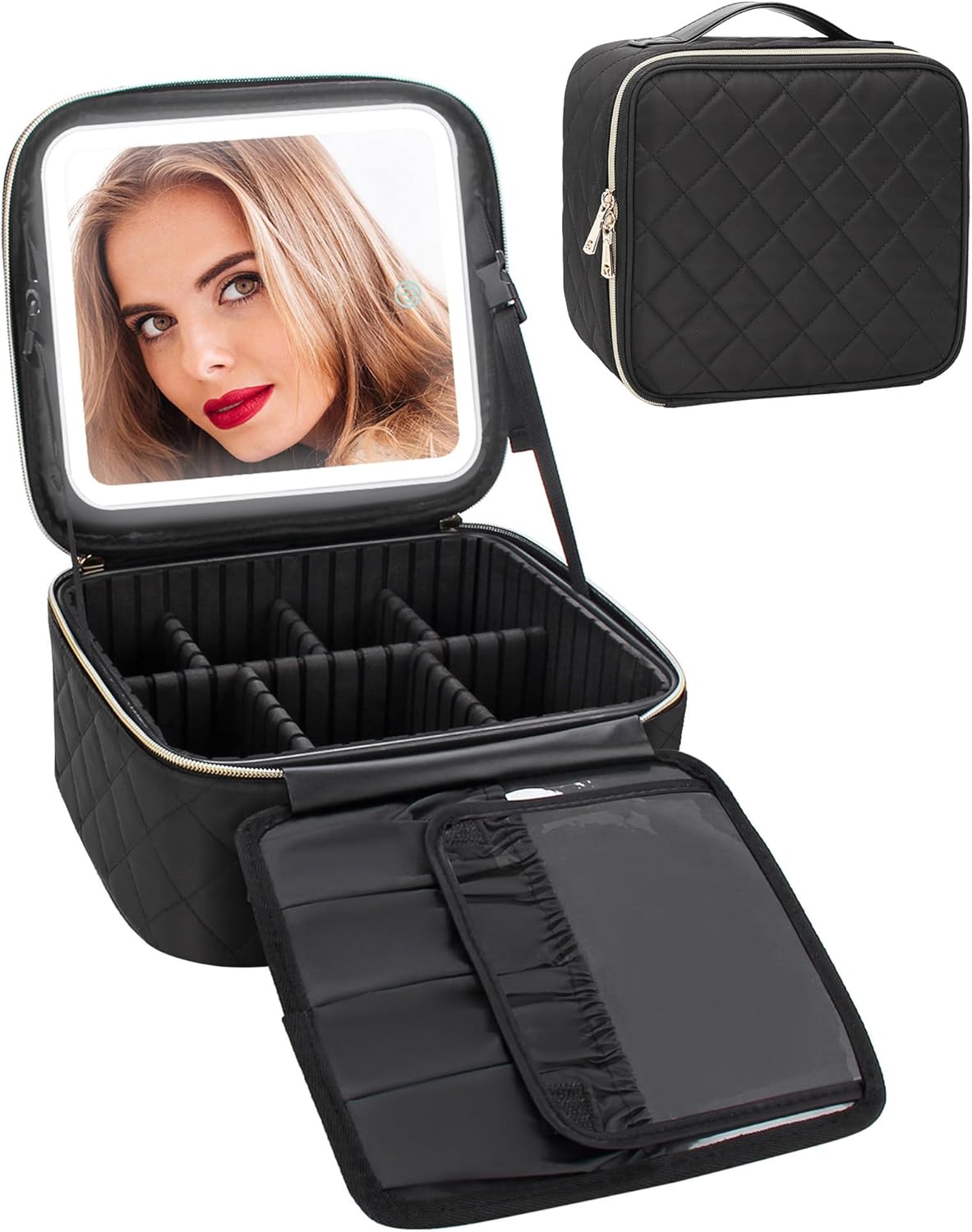 Amazon.com: Relavel Makeup Bag with Light Up Mirror, Makeup Case Travel ...