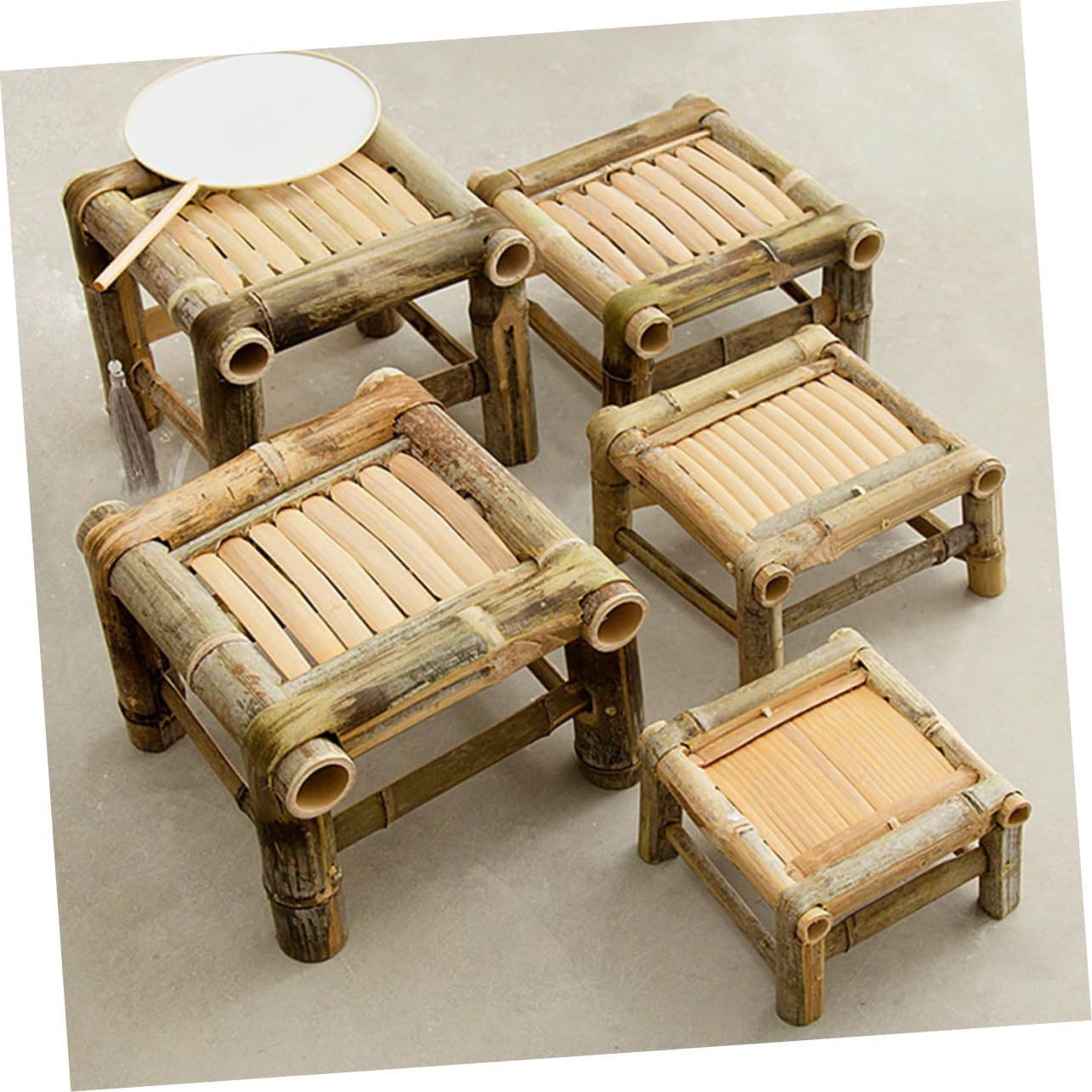 Small Retro Stool for Home Use Versatile Weaving Footrest Space-Saving Design for Sturdy Practical for Boys and Girls and Adults for Bathroom Bedroom Garden