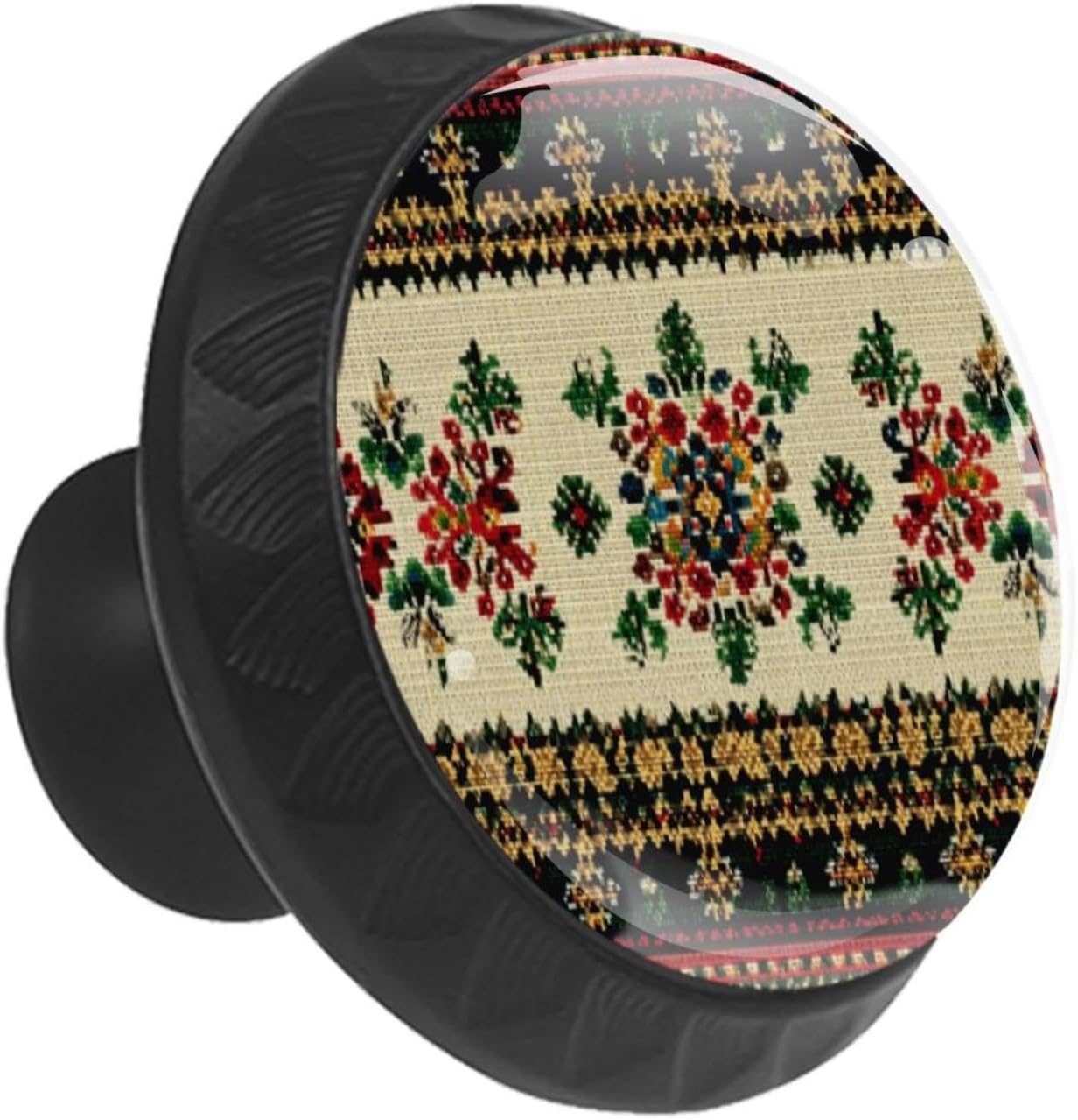 Black Traditional Horizontal Cabinet Hardware Knobs, Decorative Drawer Pulls for Home and Indoor Use