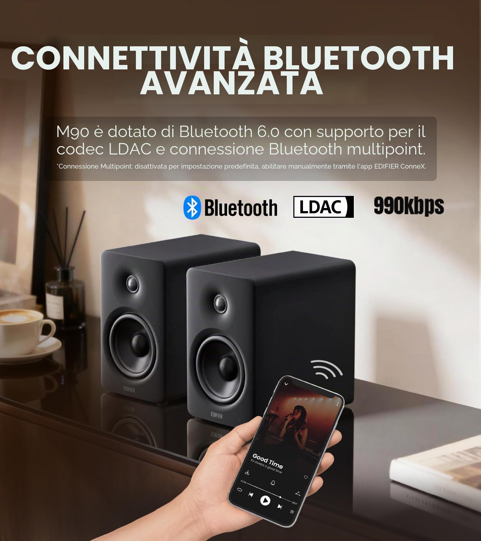 Edifier Altoparlanti per computer M90, altoparlanti da scrivania RMS da 100 W, audio ad alta risoluzione, LDAC, altoparlante compatto Bluetooth 6.0, ingresso HDMI eARC/ottico/USB-C/AUX, altoparlanti