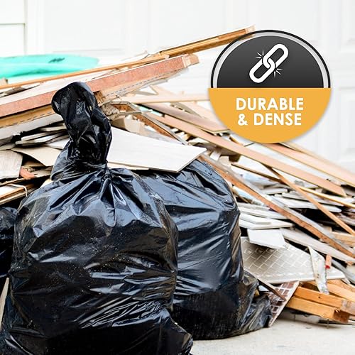 Miniatura 2 de PAMI Bolsas de basura negras grandes de 42 galones para obras de construcción, residuos de patio y uso comercial, resistentes al desgarro,