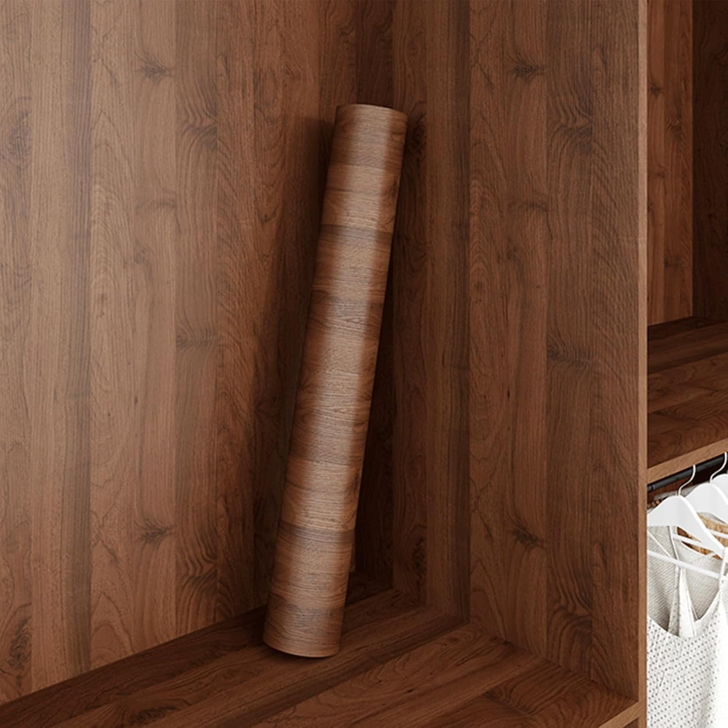 Peel-and-Stick Contact Paper for cabinets, Drawers, and countertops. Waterproof Design. Modern, Natural Style.(Coffee,5m x 60cm)