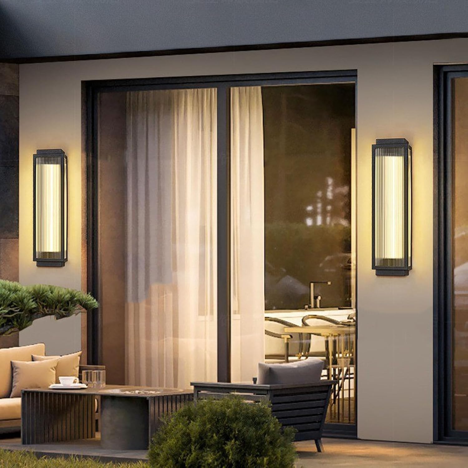 Outdoor Wall Light Fixtures,Wall Sconces,Exterior Waterproof Lanterns, Porch Sconces Wall Mounted Lighting,Constructed with Stainless steel,Modern Matte Black Wall Lamps (Corded Electric, 18 In)
