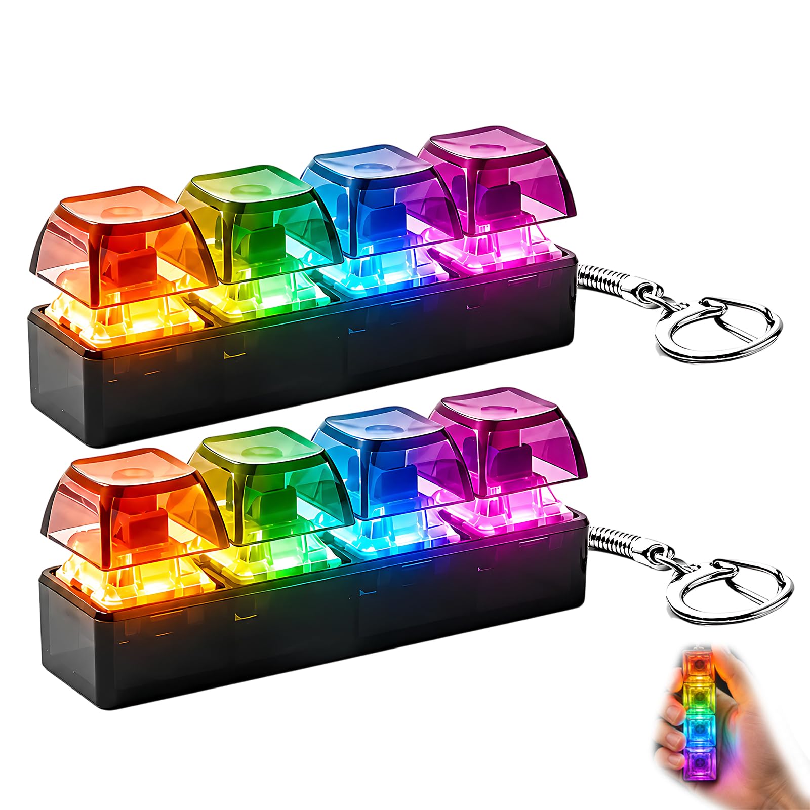 2Pcs Fidget Keyboard Clicker, Fidget Keyboard for Office and Students, Portable Fidget Keyboard Clicker for Travel, Dual Tactile Feedback Units